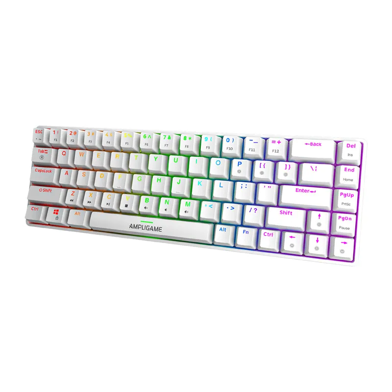 Fifine GK1W mehaaniline klaviatuur, 65% RGB (valge) universaal