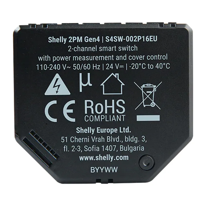 Shelly 2PM Gen4 Zigbee/Matter universaalne juhtimissüsteem