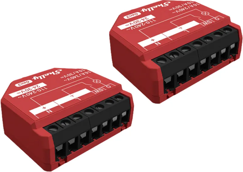 Komplekt 2 Shelly 1PM Gen3 WiFi/Bluetooth juhtimisseadmeid universaalne
