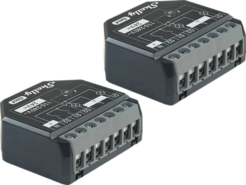 Komplekt 2 Shelly 2PM Gen4 Zigbee/Matter juhtimisseadmeid universaalne