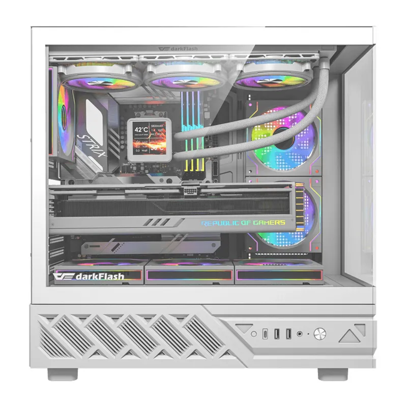 DarkFlash DS950 arvutikarp (valge) + 6 universaalset ventilaatorit
