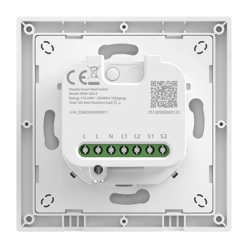 SONOFF MINI-2GS-E Matter Kaksikanaliline Seinälüliti. universaalne
