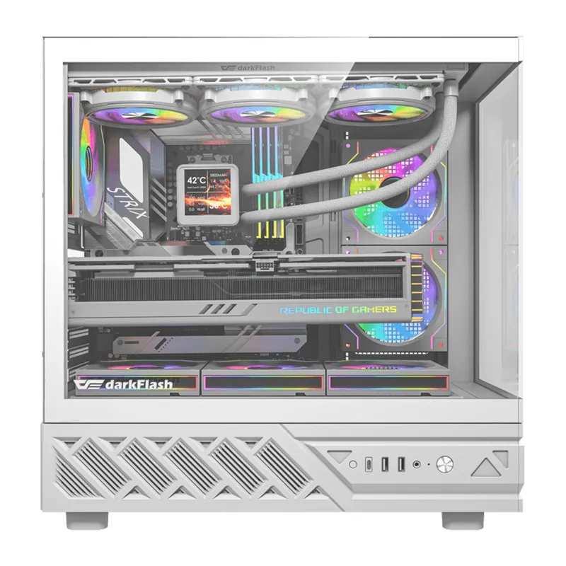 DarkFlash DS950V arvutikarp koos ekraaniga (valge) + 6 universaalset ventilaatorit