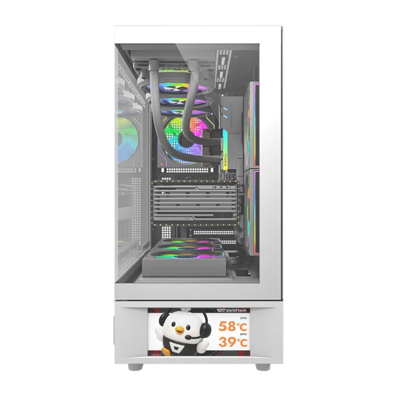 DarkFlash DS950V arvutikarp koos ekraaniga (valge) + 6 universaalset ventilaatorit