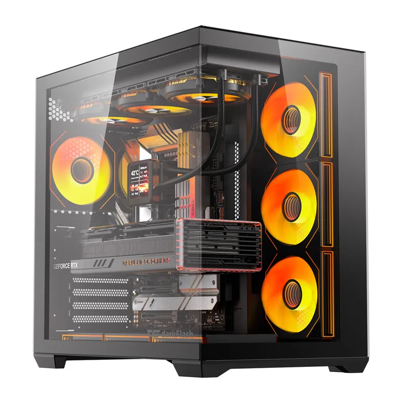 DarkFlash C280 arvutikarp (must) + 7 universaalset ventilaatorit