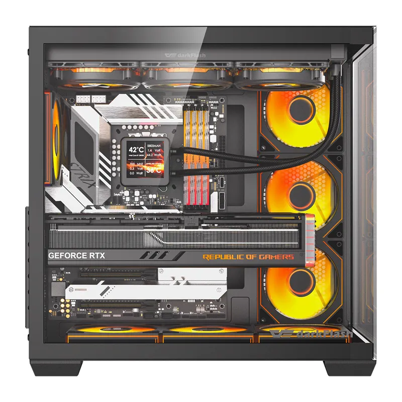 DarkFlash C280 arvutikarp (must) + 7 universaalset ventilaatorit