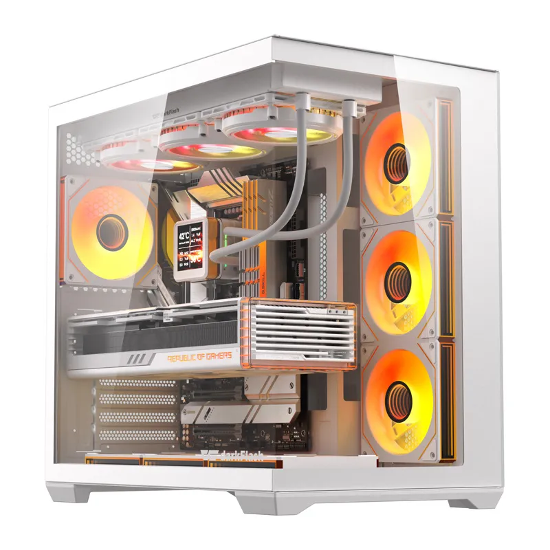 DarkFlash C280 arvutikarp (valge) + 7 universaalset ventilaatorit