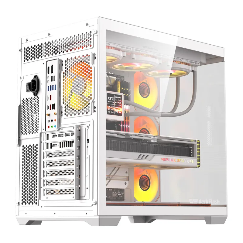DarkFlash C280 arvutikarp (valge) + 7 universaalset ventilaatorit