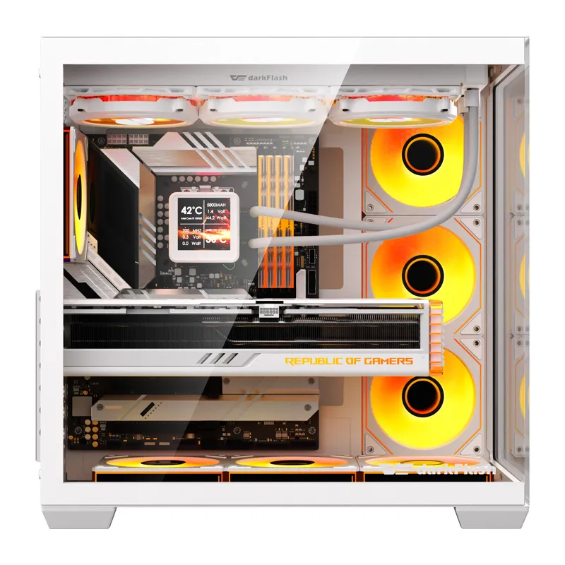 DarkFlash C280 arvutikarp (valge) + 7 universaalset ventilaatorit