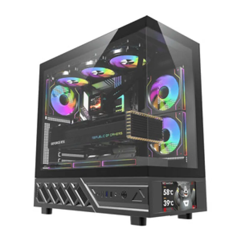 DarkFlash DS950V arvutikarp koos ekraaniga (must) + 6 ventilaatorit universaalne