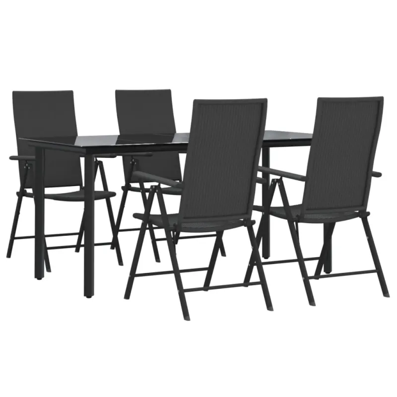 Sodo ruokailuryhmä, 5 osaa, musta, polyratasta