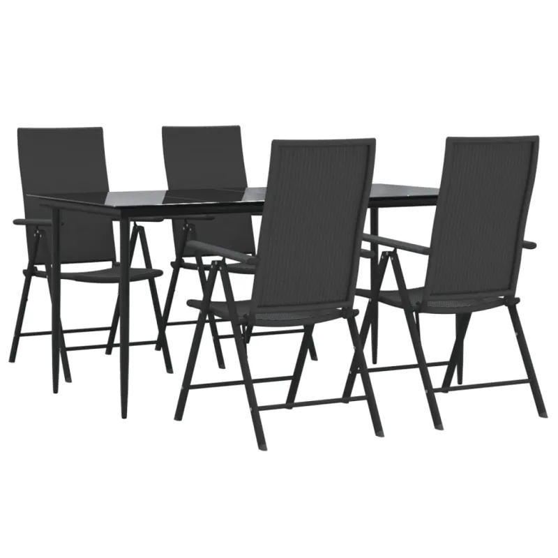 Sodo ruokailuryhmä, 5 osaa, musta, polyratasta