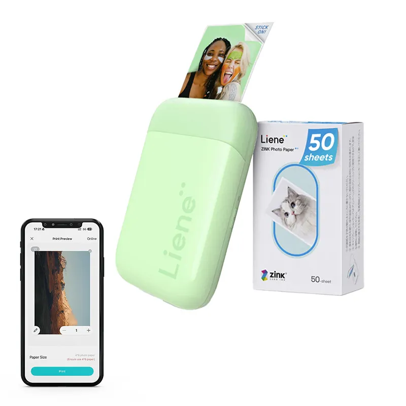 Liene Pearl 2x3" kaasaskantav fotoprinter (roheline) universaalne