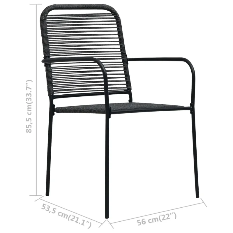 Sodo ruokailuryhmä, 5 osaa, musta, köysi ja teräs