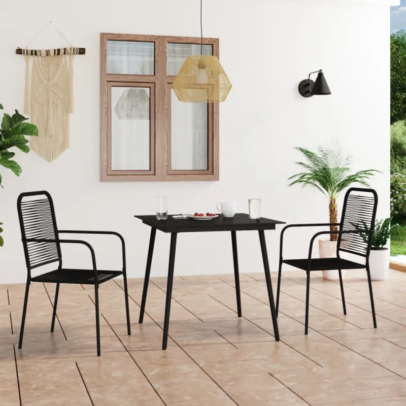 Sodo söögitoa komplekt, 3-os osad, must, köis ja teras