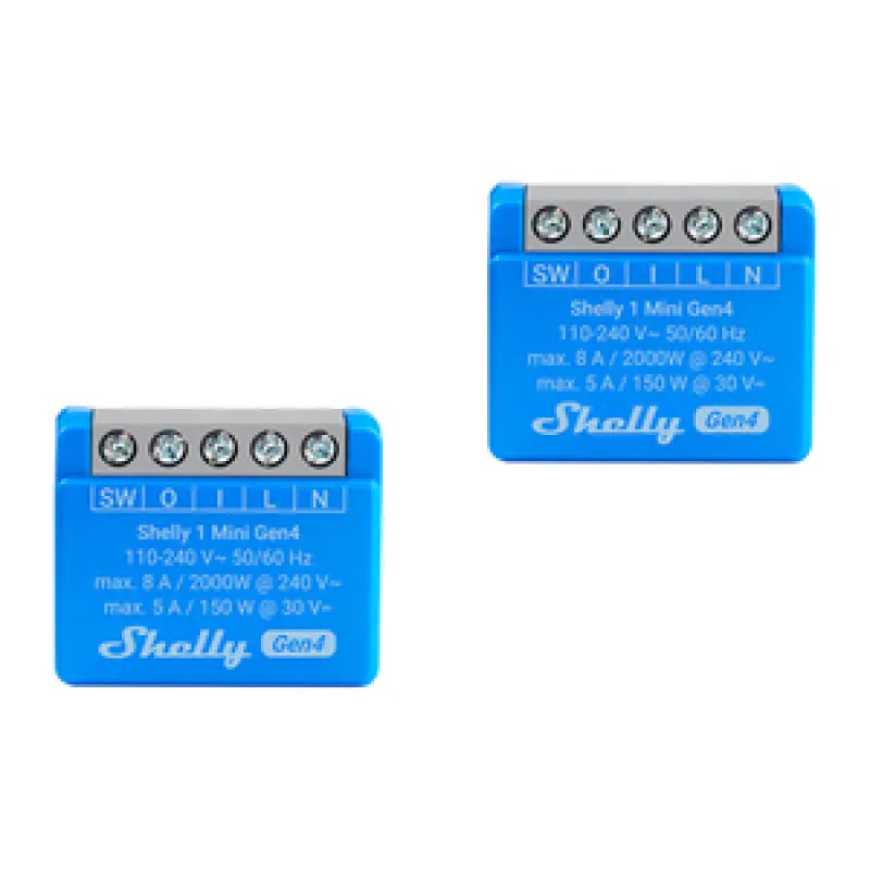 Komplekt 2 Shelly 1 Mini Gen4 Zigbee/Matter juhtimisseadmeid universaalne