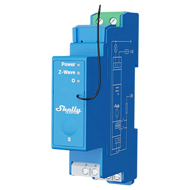 Shelly Qubino Pro 1 DIN-raili relee, 1 kanal, Z-Wave universaal