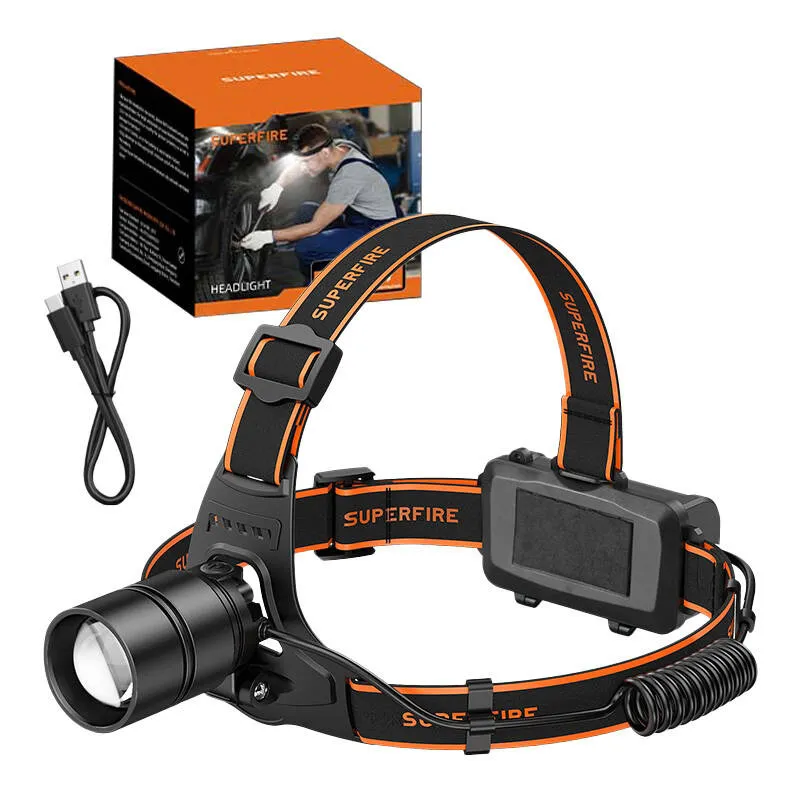 Superfire HL71 pealamp, 500 lm, USB, 5 režiimi universaalne