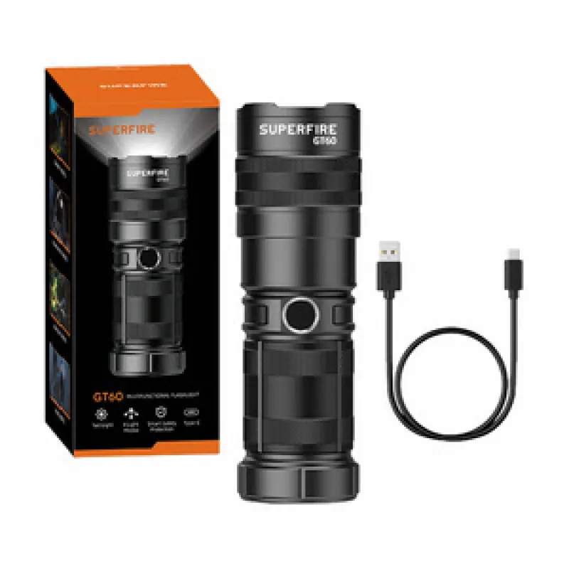 Superfire GT60 taskulamp - 2600 lm, 2 režiimi, USB-C universaalne