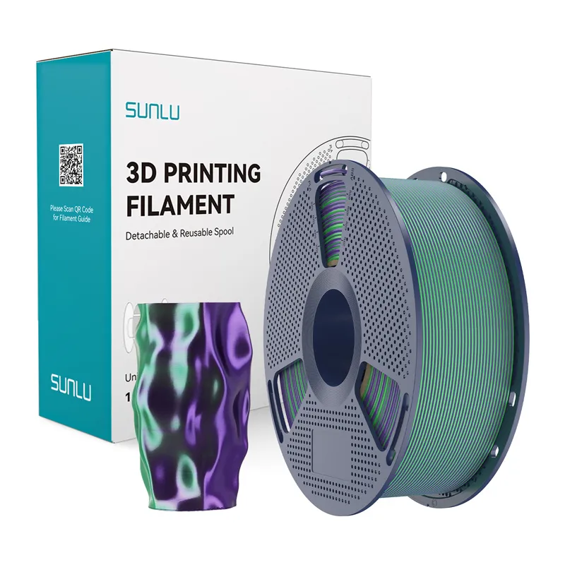 Sunlu PLA+ Silk Topeltvärviline Filament (roheline ja lilla) universaalne