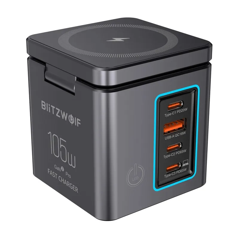 Blitzwolf BW-i113 GaN, USB-A, 3xUSB-C, 105W universaalne laadija