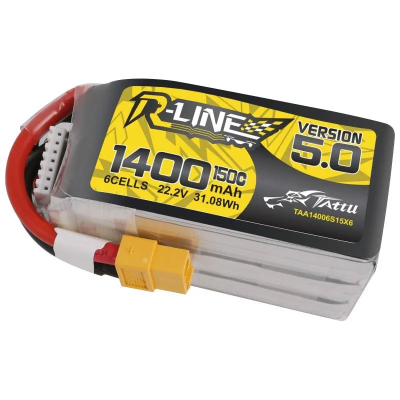 Aku Tattu R-Line 5.0 1400mAh 22.2V 150C 6S1P XT60 universaalne