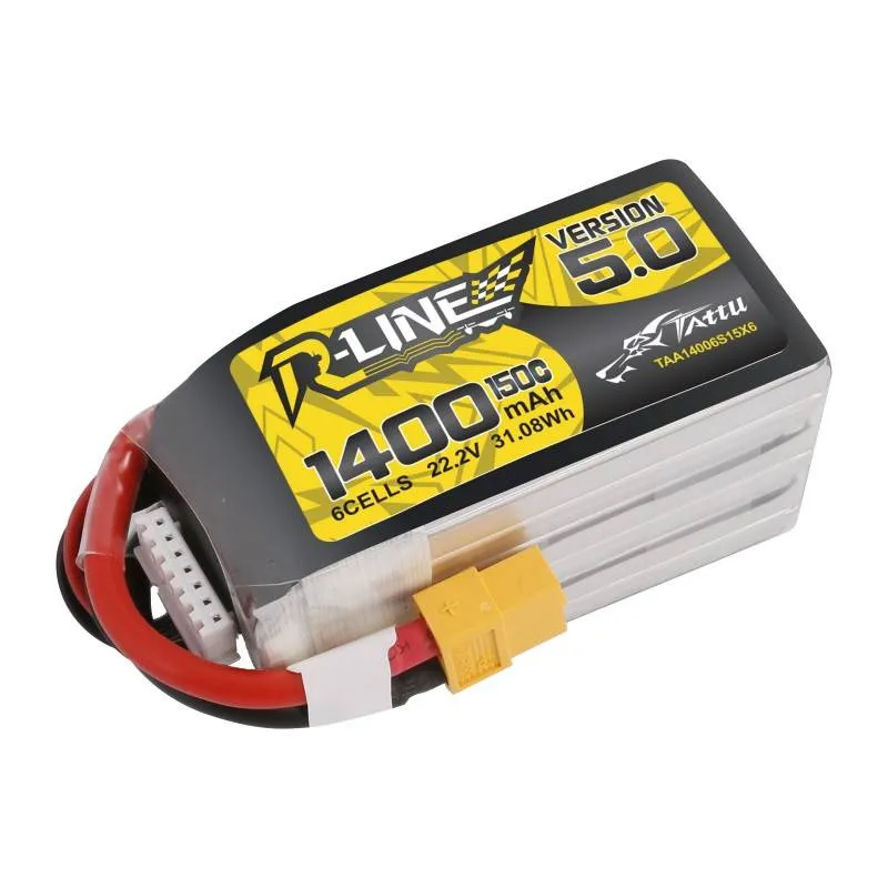 Aku Tattu R-Line 5.0 1400mAh 22.2V 150C 6S1P XT60 universaalne