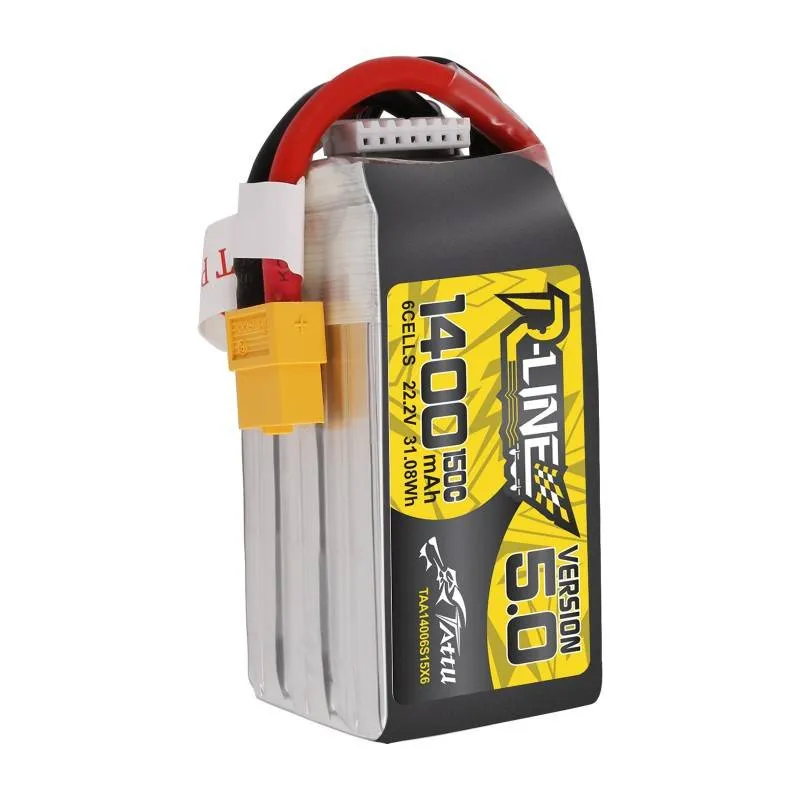 Aku Tattu R-Line 5.0 1400mAh 22.2V 150C 6S1P XT60 universaalne