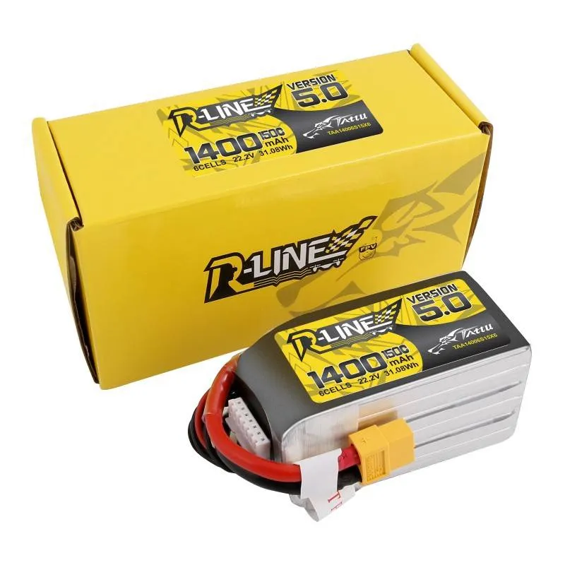 Aku Tattu R-Line 5.0 1400mAh 22.2V 150C 6S1P XT60 universaalne