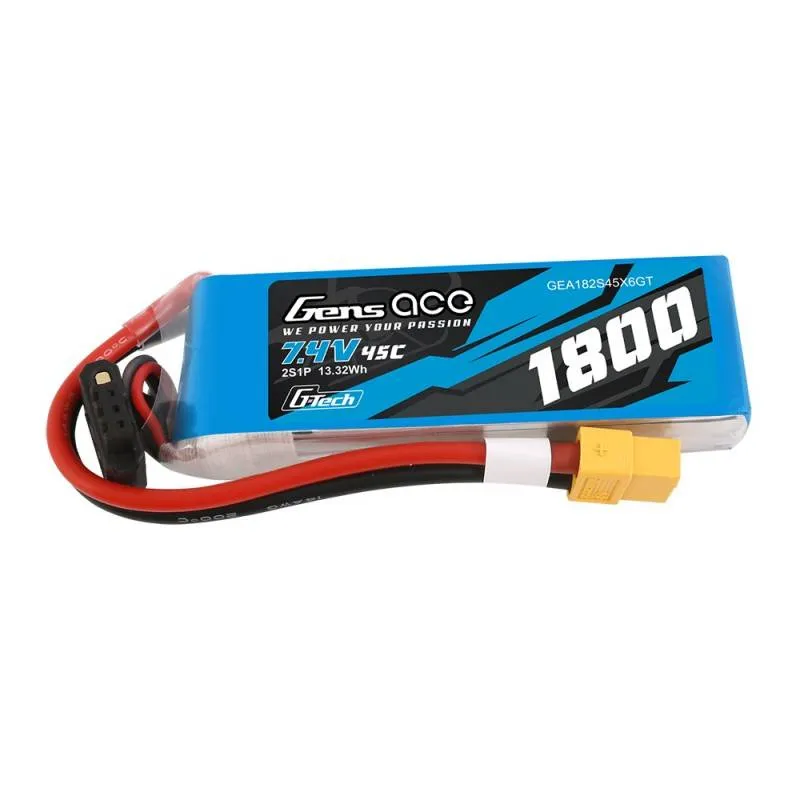 GensAce G-Tech LiPo 1800mAh 7.4V 45C 2S1P XT60 Aku universaalne
