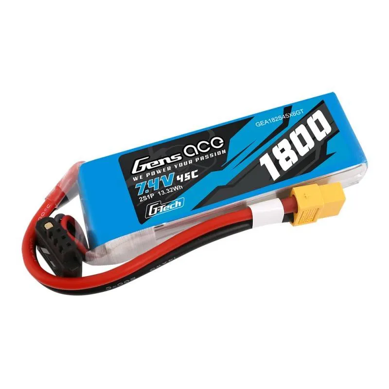 GensAce G-Tech LiPo 1800mAh 7.4V 45C 2S1P XT60 Aku universaalne