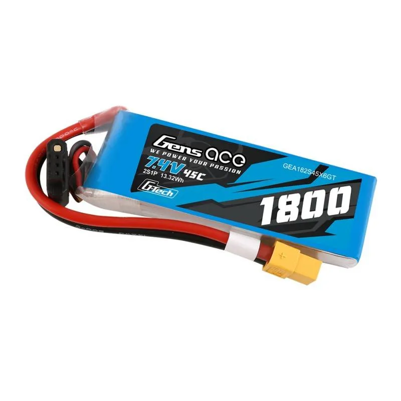 GensAce G-Tech LiPo 1800mAh 7.4V 45C 2S1P XT60 Aku universaalne