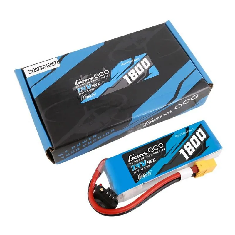 GensAce G-Tech LiPo 1800mAh 7.4V 45C 2S1P XT60 Aku universaalne