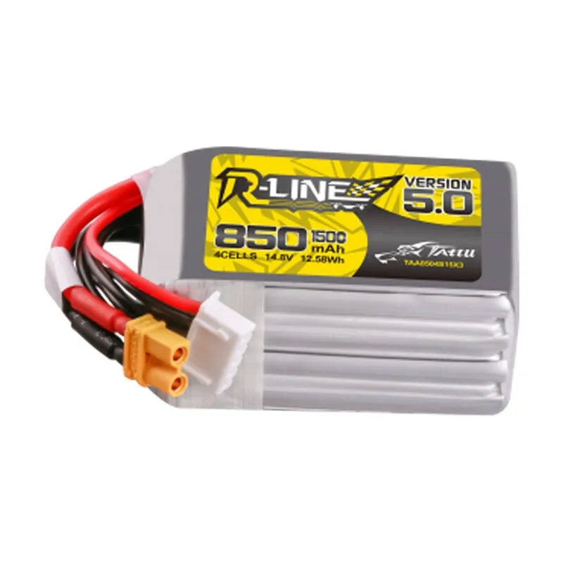 Tattu R-Line Versioon 5.0 850 mAh 14,8 V 4S1P 150C XT30U-F universaalne