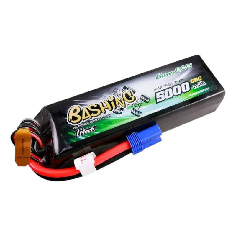 Gens ace G-Tech 5000mAh 14.8V 4S1P 60C Lipo aku komplekt EC5 pistikuga - Bashing Series universaalne