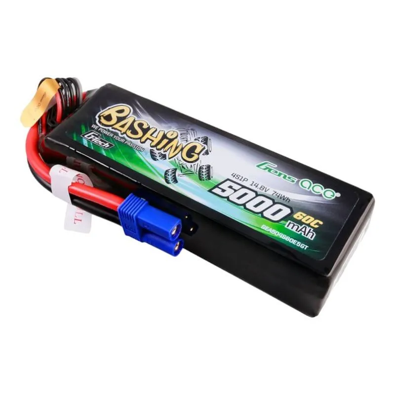 Gens ace G-Tech 5000mAh 14.8V 4S1P 60C Lipo aku komplekt EC5 pistikuga - Bashing Series universaalne