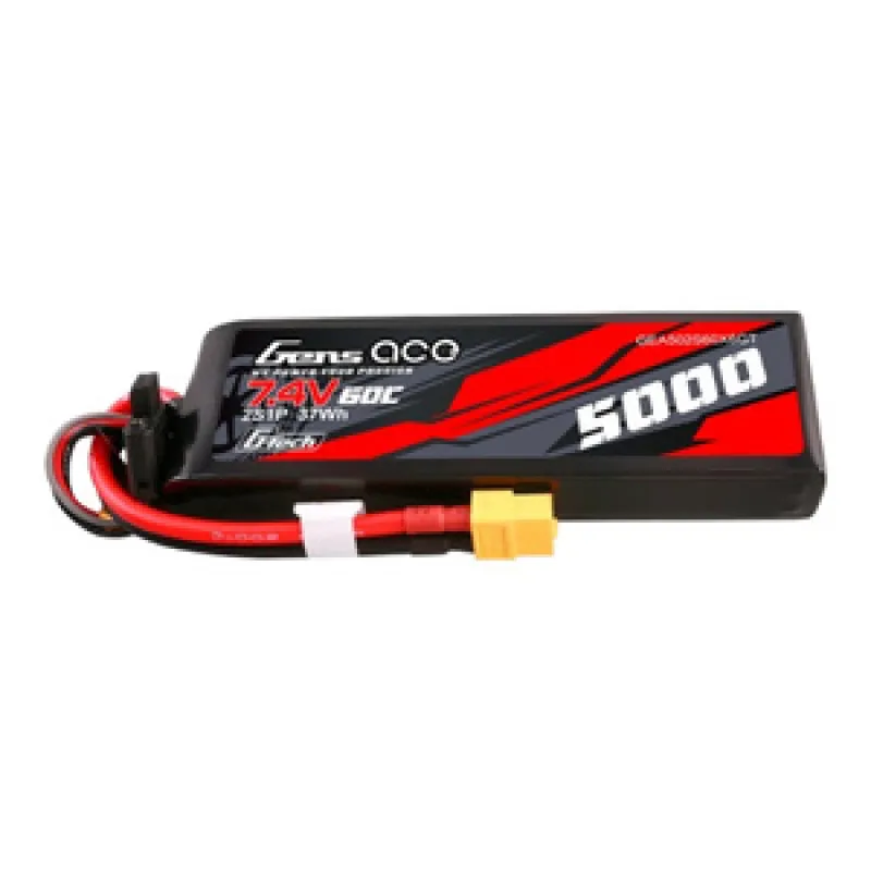 Gens Ace G-Tech 5000mAh 7.4V 60C 2S1P Lipo PC-materjalist korpusega ja XT60 pistikuga, universaalne
