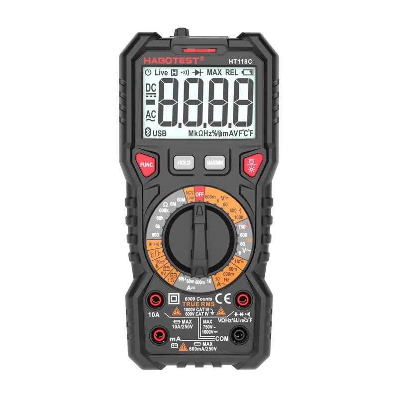 Digitaalne multimeeter koos taskulambiga Habotest HT118C, True RMS, NCV, aku testimine universaalne