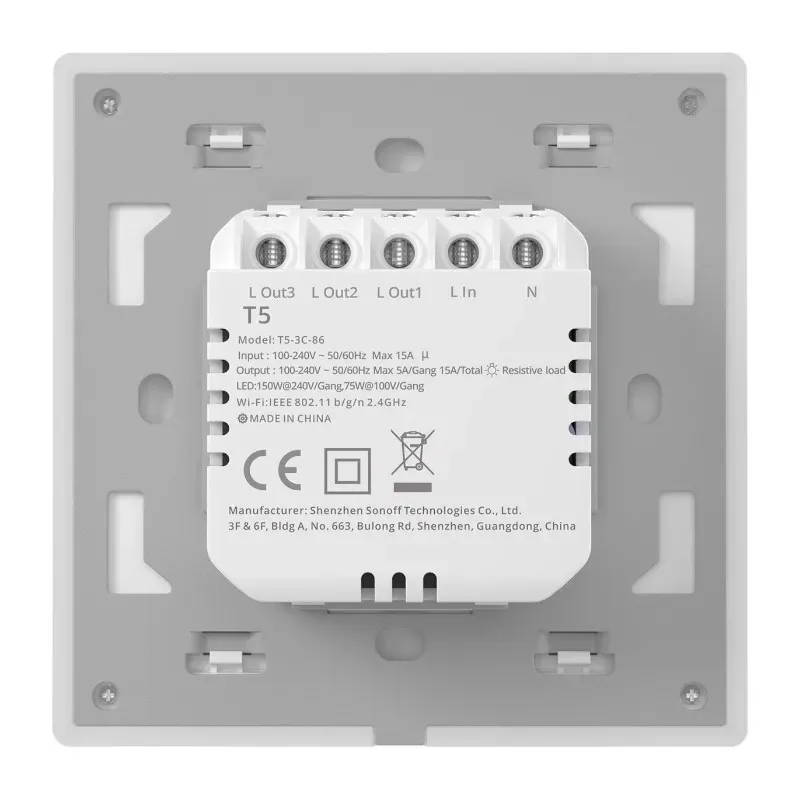 Smart Wi-Fi Puutetundlik Seinalüliti Sonoff TX T5 4C (4-kanaliline) universaalne