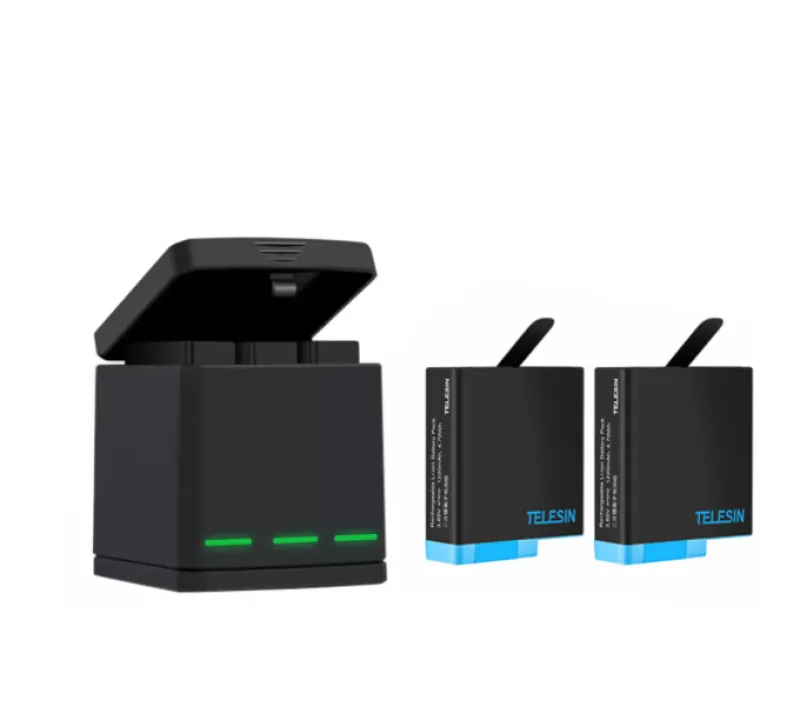 Telesin Box kolme-kanaliline laadija GoPro Hero 5/6/7/8 + 2 akut (GP-BNC-801) universaalne