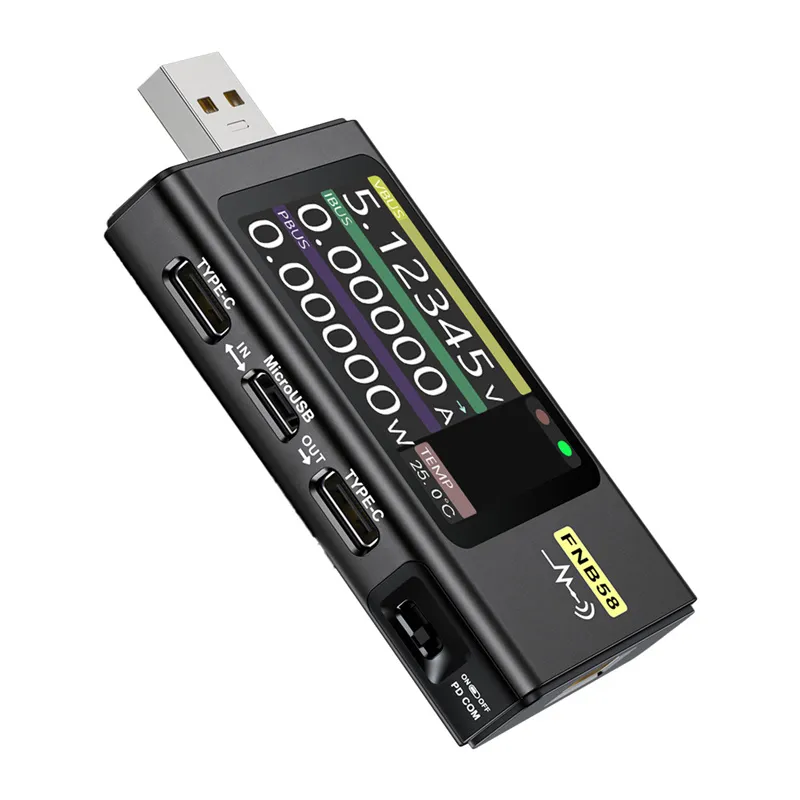 FNIRSI FNB58 USB-porti testija, must universaalne