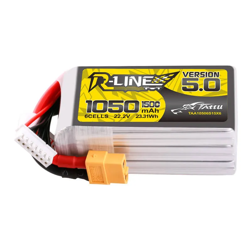 Tattu R-Line 5.0 1050mAh 22.2V 6S 150C XT60 pistik akupank universaalne