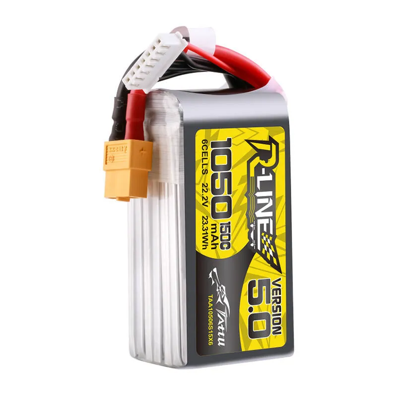 Tattu R-Line 5.0 1050mAh 22.2V 6S 150C XT60 pistik akupank universaalne