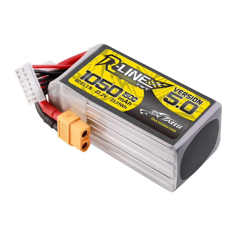 Tattu R-Line 5.0 1050mAh 22.2V 6S 150C XT60 pistik akupank universaalne
