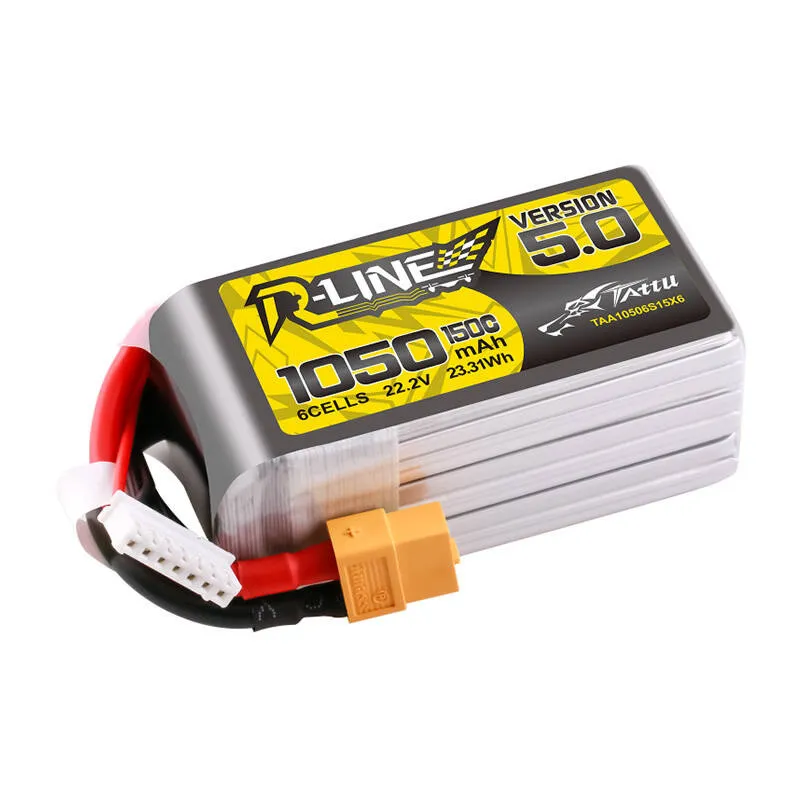 Tattu R-Line 5.0 1050mAh 22.2V 6S 150C XT60 pistik akupank universaalne