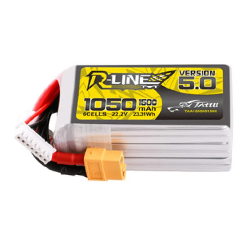 Tattu R-Line 5.0 1050mAh 22.2V 6S 150C XT60 pistik akupank universaalne
