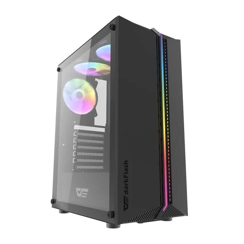 Darkflash DK151 LED arvutikast (must) + 3 RGB ventilaatorit universaalne