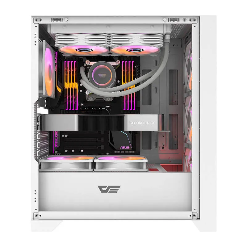 Darkflash DRX70 MESH arvutikarp (valge) + 4 RGB ventilaatorit universaalne