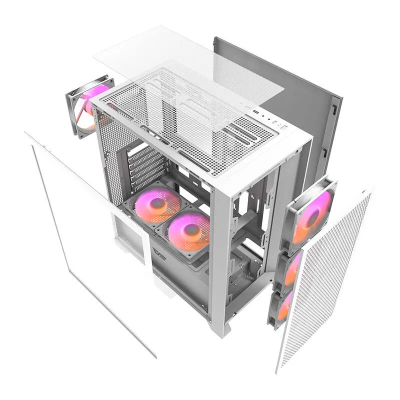 Darkflash DRX70 MESH arvutikarp (valge) + 4 RGB ventilaatorit universaalne