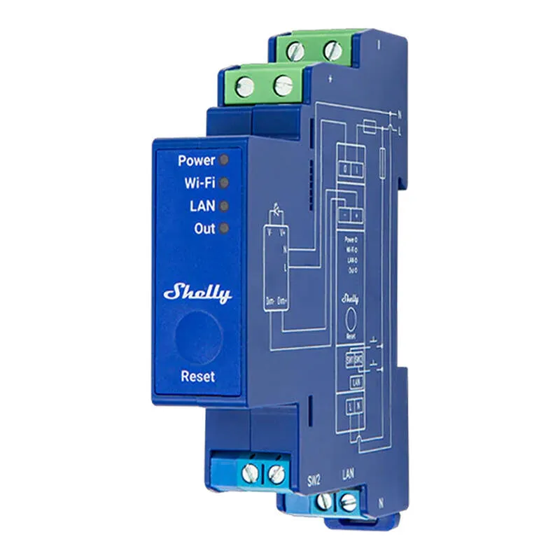 Shelly Pro Dimmer 0/1-10V PM Valgustuse juhtimisseade, WiFi/Bluetooth universaalne